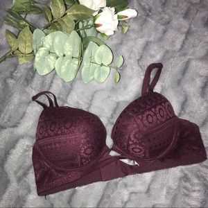 Aerie Emma Lace Push Up Bra Burgundy